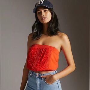 Tiny Talia Red Embroidered Tube Top